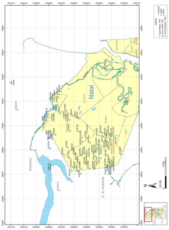 Figura 2: Mapa de localização dos poços estudados   na Região Norte da Grande Natal 
