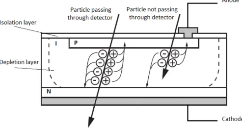 Figure 2.12: Schematic of a PIN photodiode cross section for charged particle detection