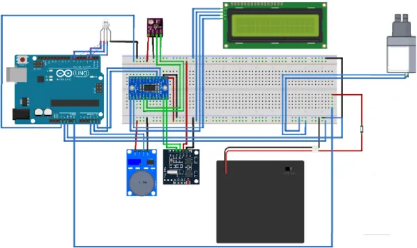 Figure 19 - Electric diagram of the QAPT using the breadboard (made in Fritzing) 
