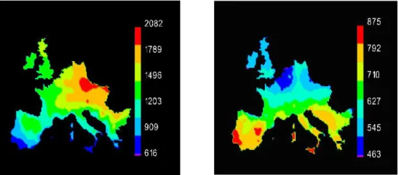 Fig.  14  –  Radiação  solar  incidente  numa  superfície  horizontal  no  Inverno  e  Verão  respectivamente  (A  norma  Passivhaus em climas quentes da Europa, 2007) 