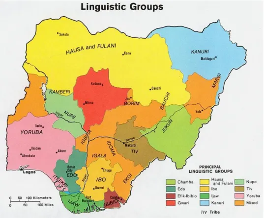 Figura 1 - Mapa de los principales grupos étnicos y lenguas en Nigeria 15