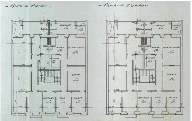 Fig. 12 - Planta dos 1º e 2º andares do edifício Baldaques, fornecida pela Câmara Municipal de Lisboa (CML)