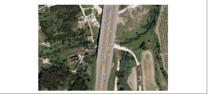 Fig. 3.1 – Vista aérea da localização do Viaduto sobre o Rio Leça (Google Maps). 