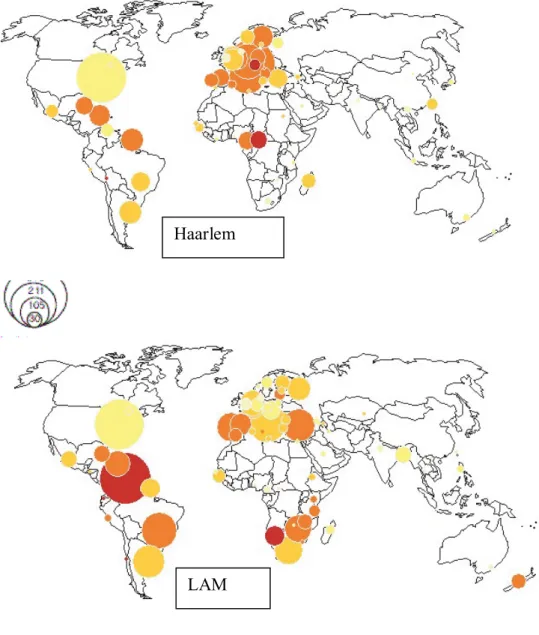 Figura 4 - Distribuição geográfica das estirpes de M. tuberculosis (Brudey et al., 2006) 