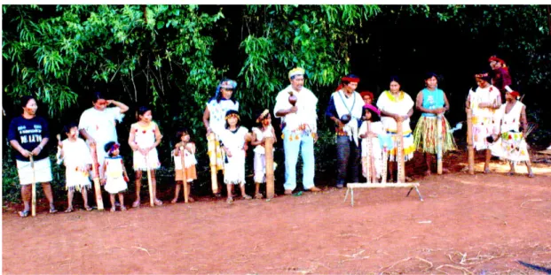 Figura 04. Registro fotográfico das famílias Kaiowá no ritual sagrado dento do Tekohá Laranjeira Ñande‘Rú  recuperado