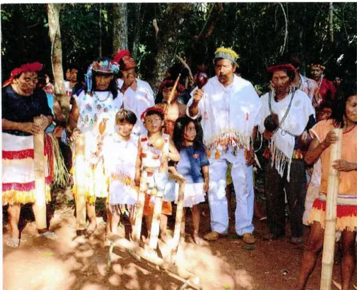 Figura 05. Registro fotográfico das famílias do Tekohá  Laranjeira Ñande‘Ru, recuperado, em 2008