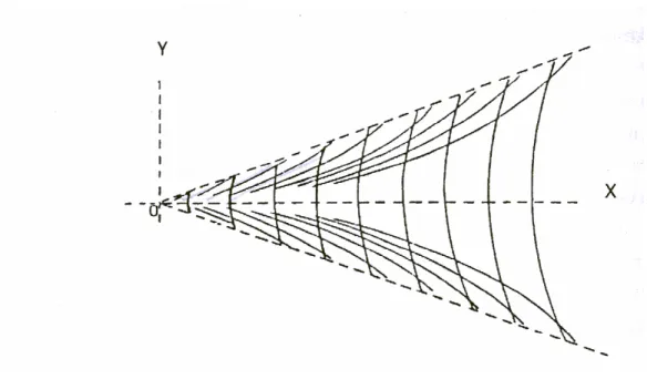 Figura 6: Representação do sistema de onda de um ponto de pressão em movimento  (adaptado de Clarys, 1979) 