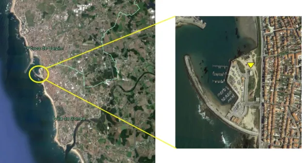Figura 22 - Localização da Estação Elevatória &#34;Molhe Sul&#34; (Adaptado de Google Earth) 