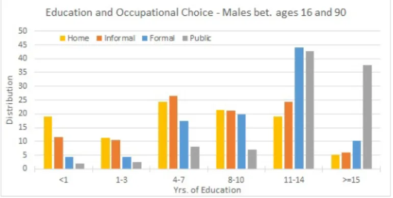 Figure 7 plots the education distribution for each occupational choice considered in the model