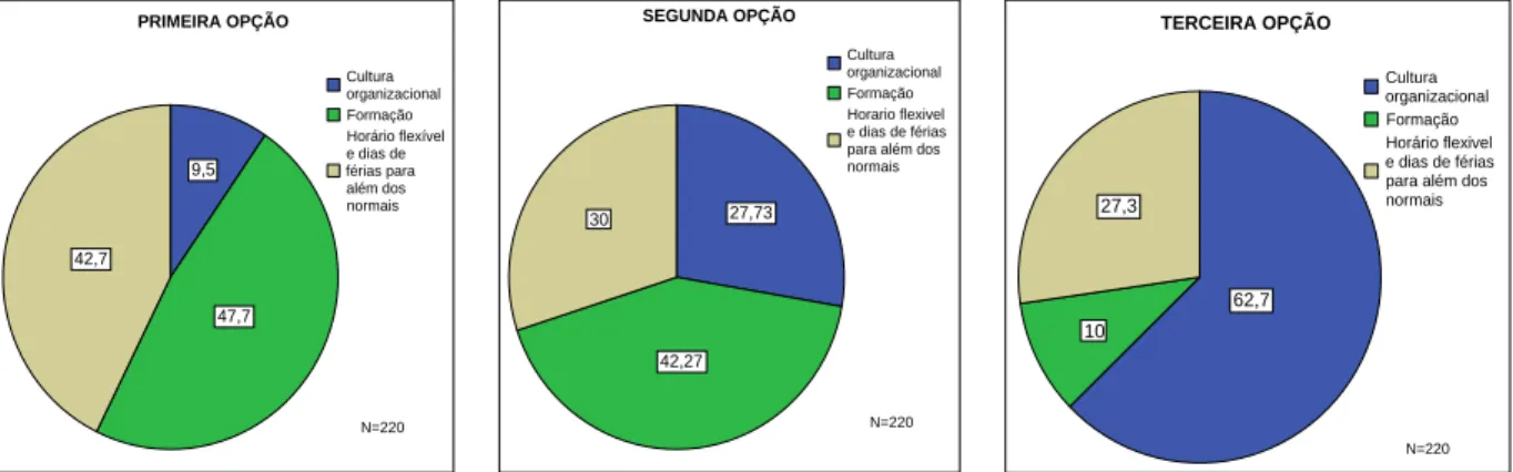 Figura 2. Distribuição dos sujeitos pelas suas opções de incentivos não financeiros de acordo segundo a  percentagem 