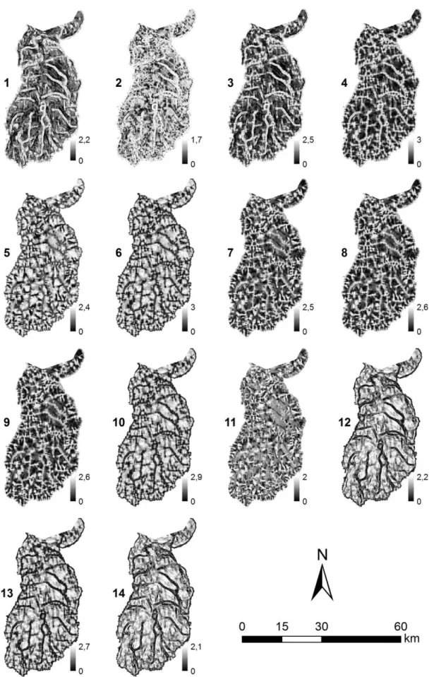 Figura 11 - Imagens de regra geradas para cada assinatura geomorfométrica na classificação  pelo método SAM