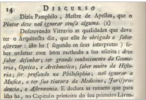 Fig. 3. Extrato de texto de Machado de Castro em Discurso sobre as utilidades do Desenho