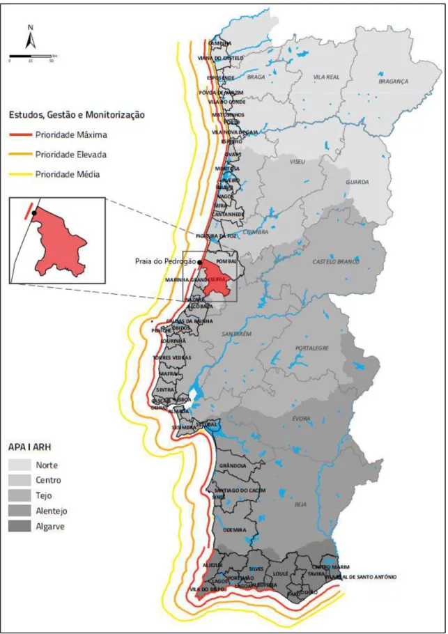 Fig. 9 – Localização e prioridades de ações de Estudos, Gestão e Monitorização a executar   (adaptado de: PAPVL 2012-2015, 2012) 