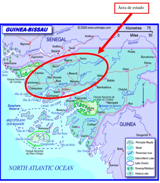 Figura 1 – Mapa de Guiné-Bissau;  
