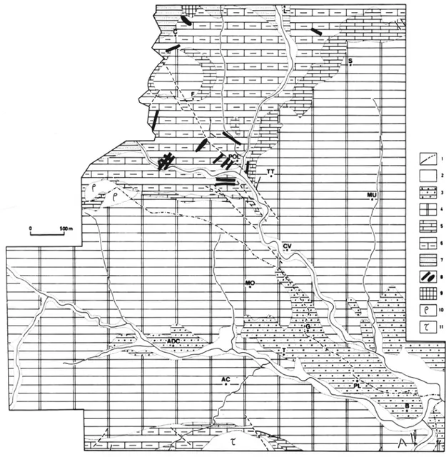 Fig. 13. Unidades litológicas das áreas-amostra de Lousa e Pinheiro de Loures. 