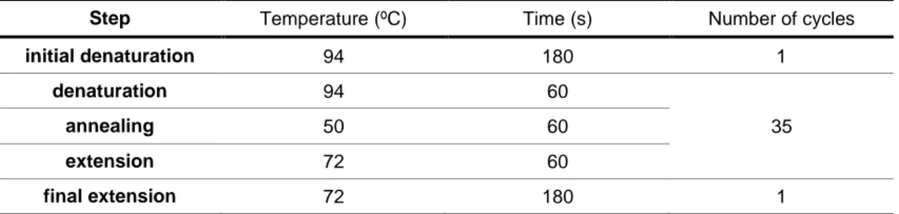 Table 2.5: PCR cycling conditions for clone amplification. 