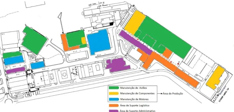 Figura 3 - Mapa do campus com identificação das diferentes áreas/direções 