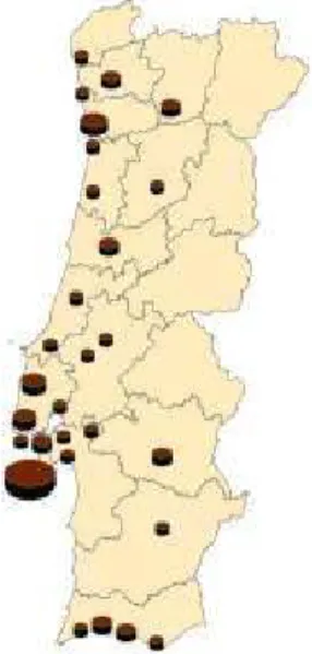 Figure 2 – Smartshops over Portugal between 2007 and 2013  Source: Calado (2013, p. 50) 
