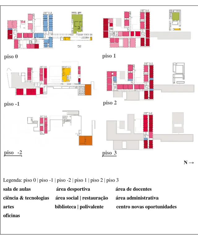 Figura  8.  Plantas  dos  pisos  do  atual  edifício  da  Escola  Artística  António,  Parque  Escolar,  http://www.parque-escolar.pt/docs/escolas/caracteristicas/108-3011.pdf 