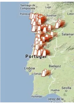 Figura 4 - Localização geográfica dos aproveitamentos hidroelétricos existentes em Portugal  [14] 