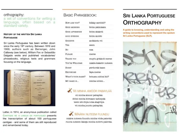 Figure 4: Front page of the pamphlet on Sri Lanka Portuguese orthography 28