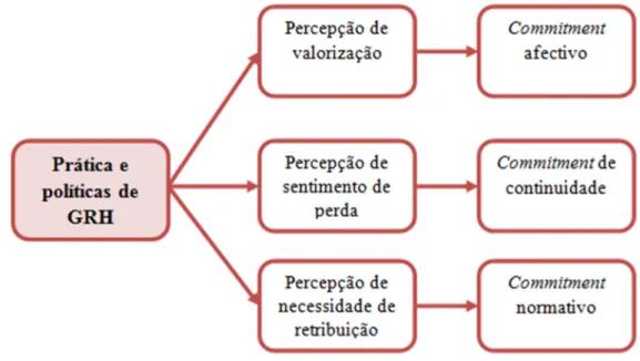 Figura 8: Modelo simplificado entre a GRH e o commitment (Fonte: Meyer, J.P. e N.J. Allen, 1997).