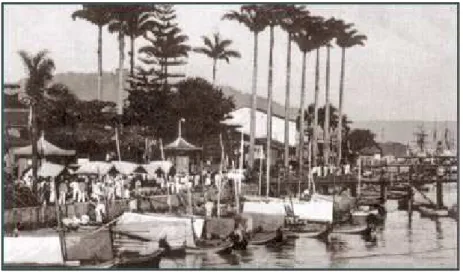 Figura 8. O Porto na área do Paquetá em 1892, com canoas atracadas em frente ao  Mercado das Casinhas (Imagem de M