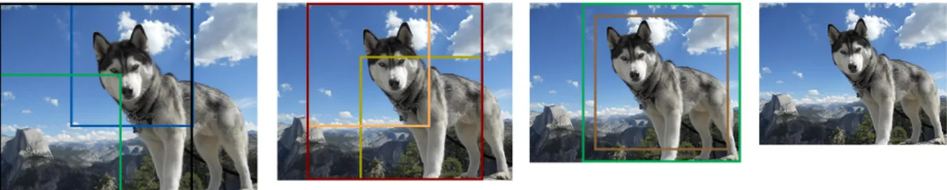 Figure 2.1: Illustration of the data augmentation method used by GoogLeNet for testing purpose