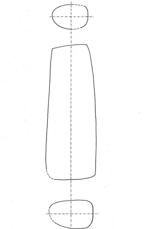 Fig.  1 - Corte e secções do ídolo cilindro de  Lezíria.  1:1. 