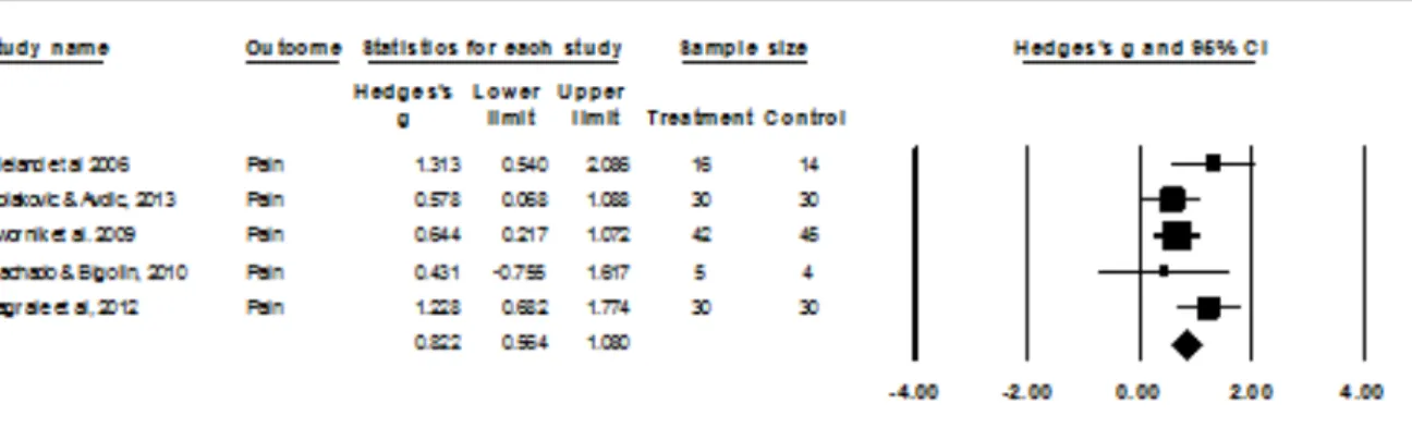 Figure 4. Forest plot of NM effects on Pain 
