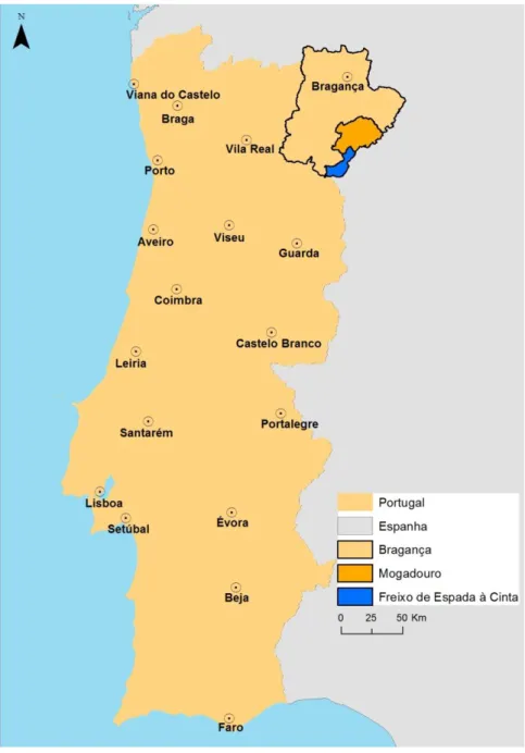 Figura 4 – Localização dos municípios de Mogadouro e Freixo de Espada à Cinta (Fonte: 