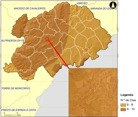 Figura 15 – Número médio de dias com ondas de calor em Mogadouro (Fonte: PMEPC de  Mogadouro 2013) 