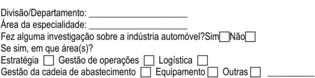 Tabela 2 - Questionário da 2ª Ronda do Método Delphi 