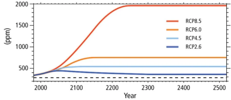 Figure 2 – Atmospheric CO 2  projections for the four representative concentrations pathways (RCPs)