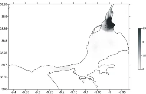 Figure 2 – S. solea 0-group juveniles density (ind. 1000 m -2 ) in the  Tagus estuary in May 2001