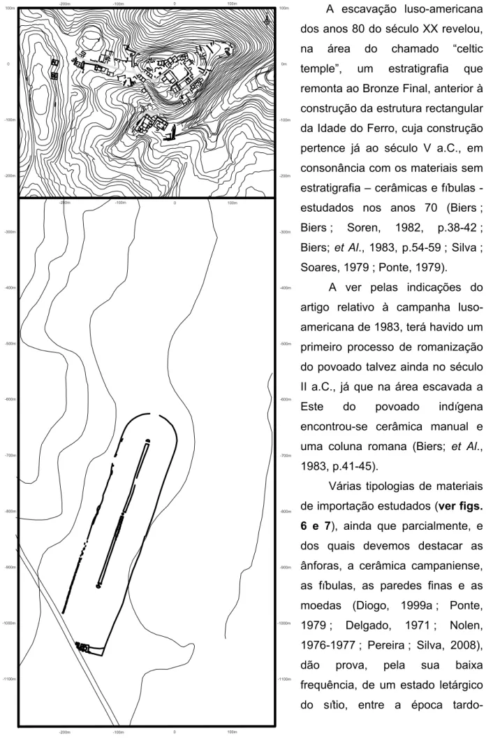 Fig. 5: Planta de Chãos Salgados com o circo (desenvolvido a partir  da base cartográfica das Ruínas Romanas de Mirobriga  e                de Biers; et Al., 1988)