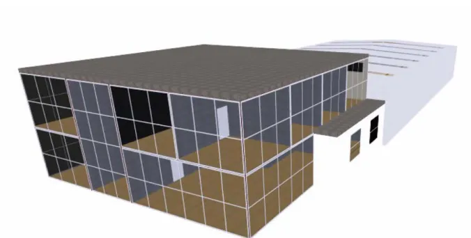 Fig. 2.4 – Imagem renderizada do Modelo Real salientando os elementos construtivos. Fonte: 