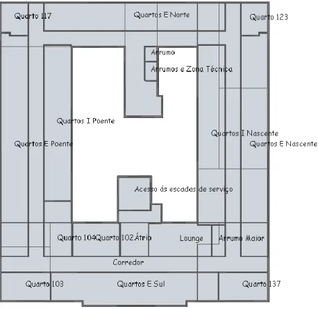 Fig. 3 – Zonas térmicas do Piso 1 (Fonte: DesignBuilder) 