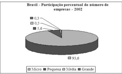 Tabela 5 – Brasil, distribuição percentual dos salários e rendimentos pagos, por porte de empresa e  setor de atividade: 1996 -2002