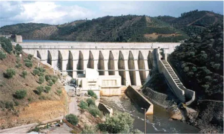 Figura 2-9 – Barragem de contrafortes de Pracana, no rio Ocreza, em Portugal. 