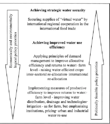 Figure 6 Economic efficiency and political acceptance of water policies (ALLAN, 1999) 