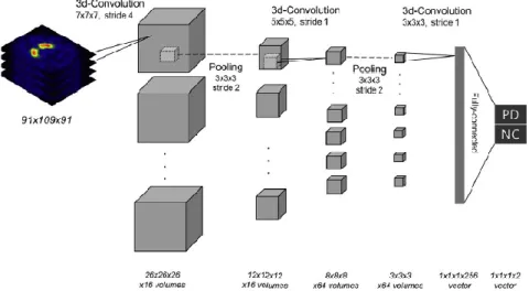 Figure  2.26  Deep  convolutional  neural  network  for  DaTscan  SPECT  images  classification  designed  by  Choi et al