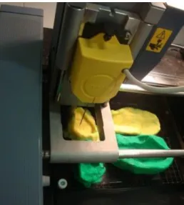 Fig. 4 – Plasticine moulds at the scanning table of the Roland Modela MDX-20. 