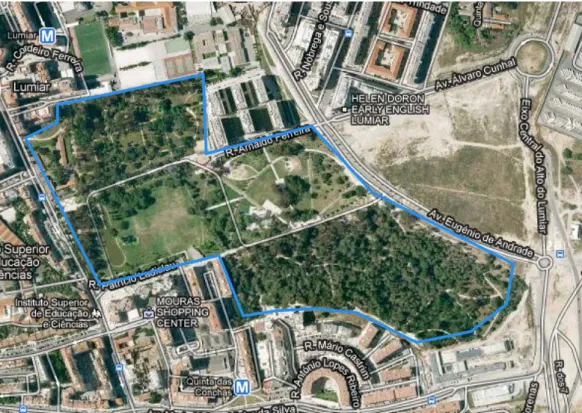 Fig. 11 Imagem aérea actual da Quinta das Conchas e dos Lilazes. 
