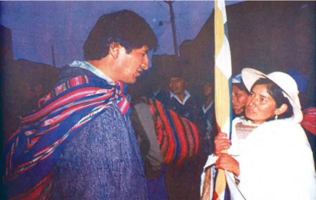 Foto  05  –  Evo  Morales,  presidente  indígena  eleito  na  Bolívia  e  Sílvia  Lazarte,  eleita  a  primeira mulher-indígena presidenta da Assembleia Constituinte