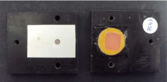 Figure 3.5 – Shear bond strength device after submitted  to shear bond strength test. 