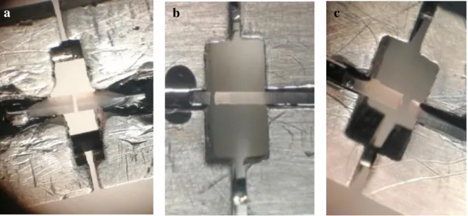 Figure 3.3.7 – Measurement of stick’s bonding area with a digital micrometer. 