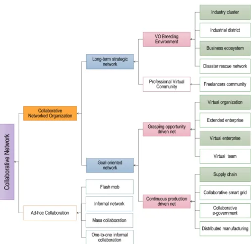 Figure 2. A partial taxonomy of collaborative networks (CNs).