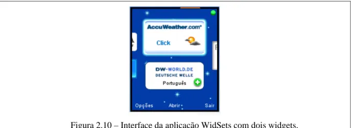 Figura 2.10 – Interface da aplicação WidSets com dois widgets. 