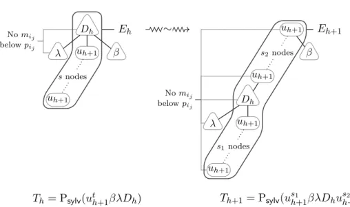 Figure 9. Induction step, sub-case 2(a): E h 6= D h . Let